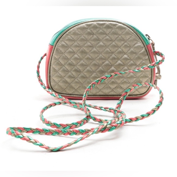 GUCCI TRAPUNTATA Red Green METALLIC QUILTED Leather Mini Crossbody 💯 Authentic - Picture 7 of 12